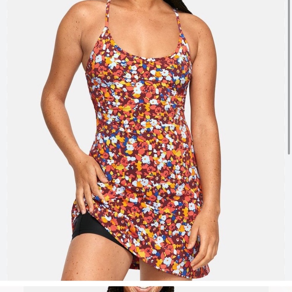 Outdoor Voices Floral Tank Dress in Red, Yellow, Blue